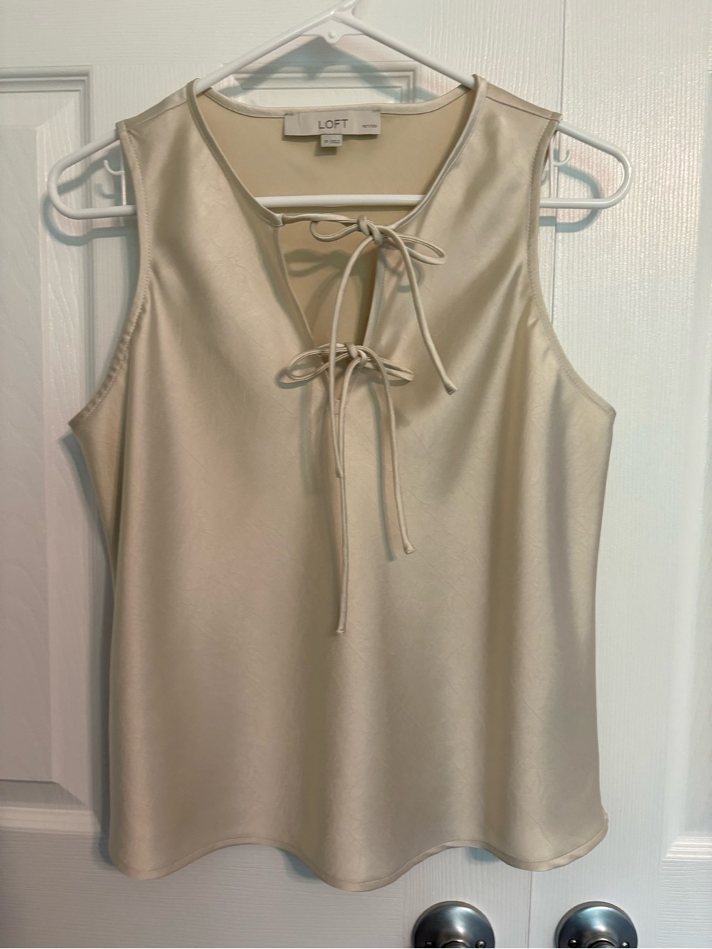 LOFT Cream Sleeveless Satin Shell